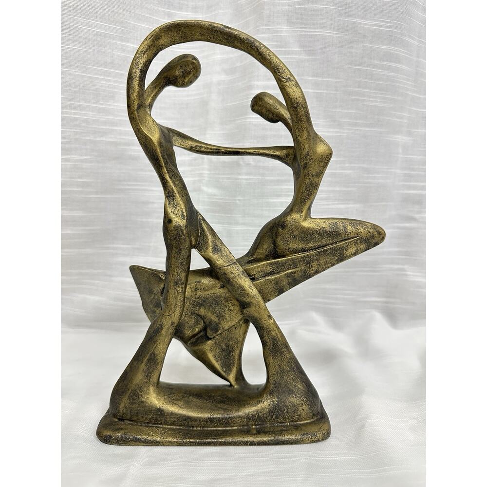 Vintage Abstract Bronze Resin Sculpture Modern Art Dancing Couple Figurine